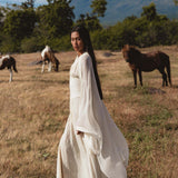 Japan Dress in Ivory Colour — Organic Linen Drop - Waist Wedding Dress - AYA SW IDR