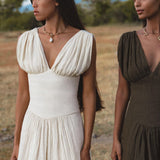 Japan Dress in Ivory Colour — Organic Linen Drop-Waist Wedding Dress - AYA SW IDR