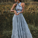 Light Blue Bohemian Adjustable Dress • Boho Evening Open Back Belly Dress - AYA SW IDR