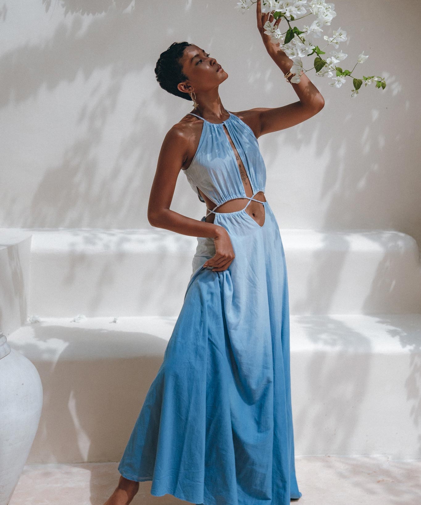 Boho Dress, Open Back Belly Dress, Organically Dyed Adjustable Dress - AYA Sacred Wear