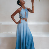 Boho Dress, Open Back Belly Dress, Organically Dyed Adjustable Dress - AYA Sacred Wear