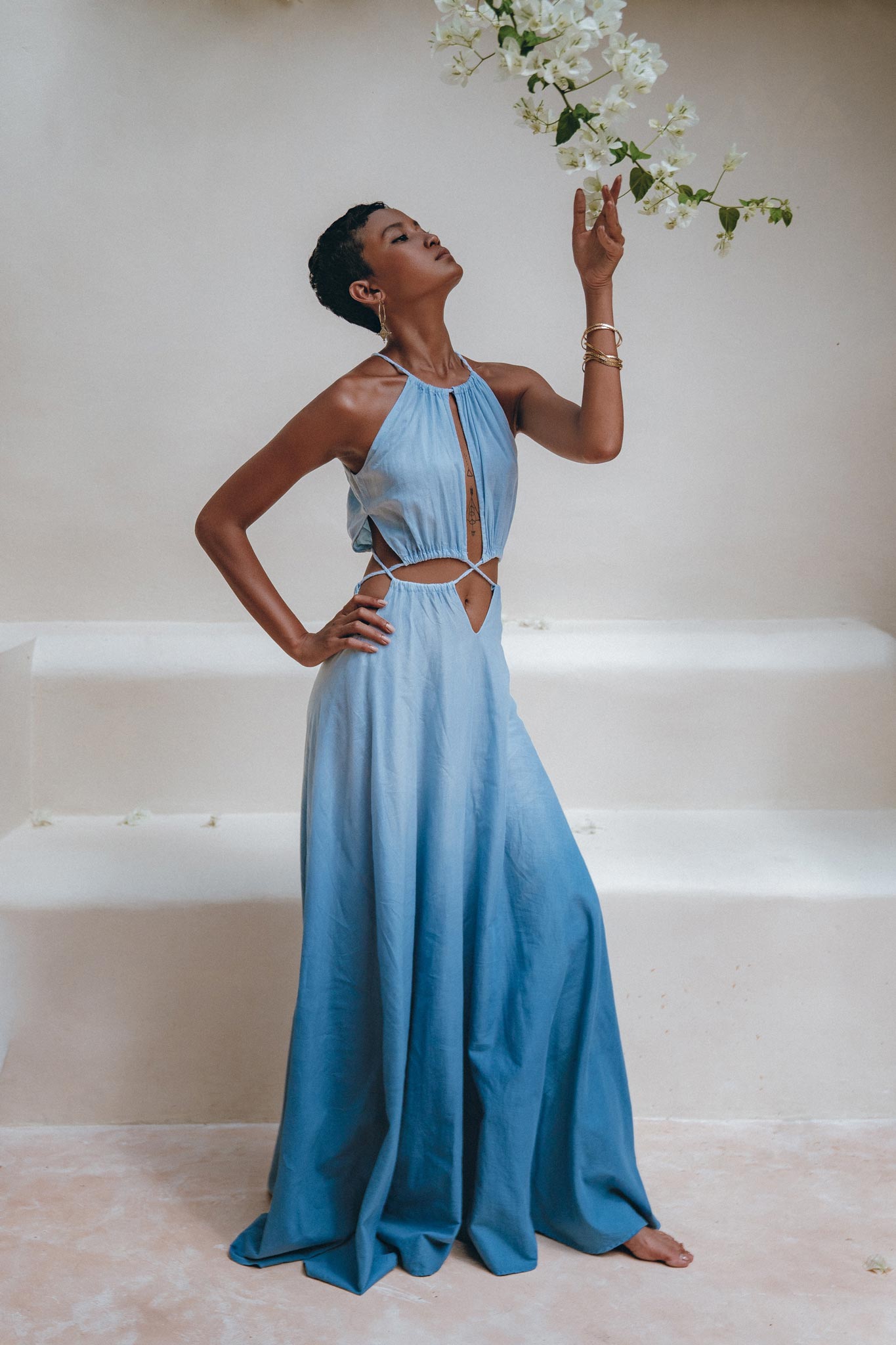 Boho Dress, Open Back Belly Dress, Organically Dyed Adjustable Dress - AYA Sacred Wear