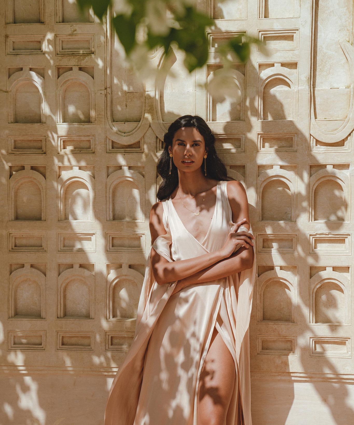 Eco-Luxurious Wedding Guest Dress: Ombre Dusty Pink & Light Cream, Boho Wrap Kimono Style, Made with Organic Peace Silk.