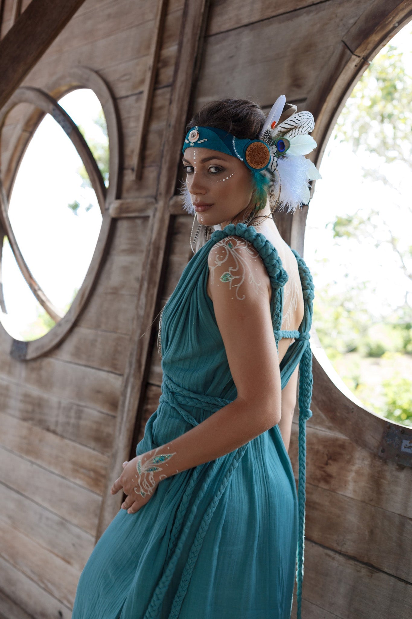 Turquoise Nomad Spirit Dress  (Adjustable size, multiway dress) - AYA Sacred Wear