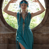 Turquoise Nomad Spirit Dress  (Adjustable size, multiway dress) - AYA Sacred Wear
