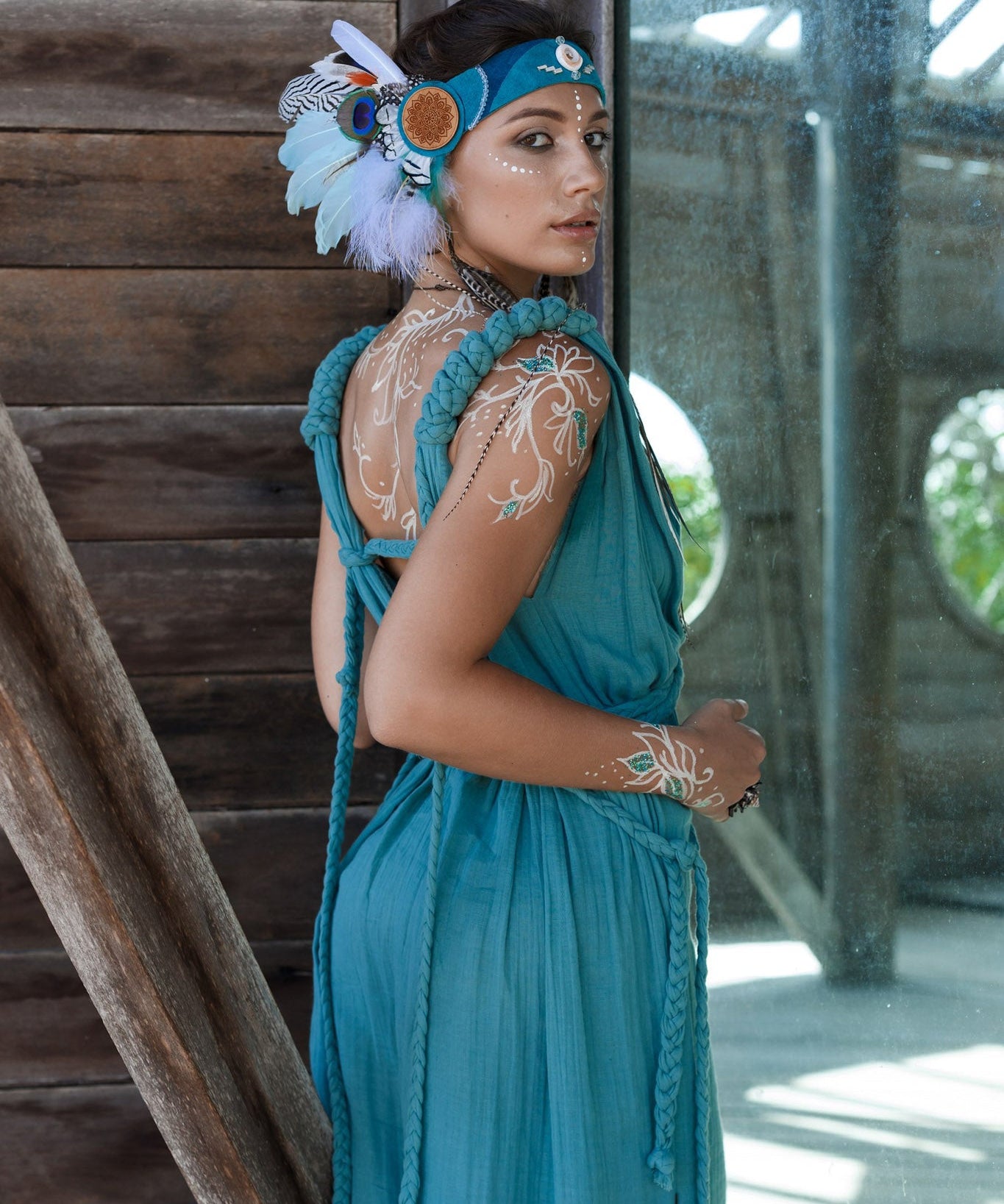 Turquoise Nomad Spirit Dress  (Adjustable size, multiway dress) - AYA Sacred Wear