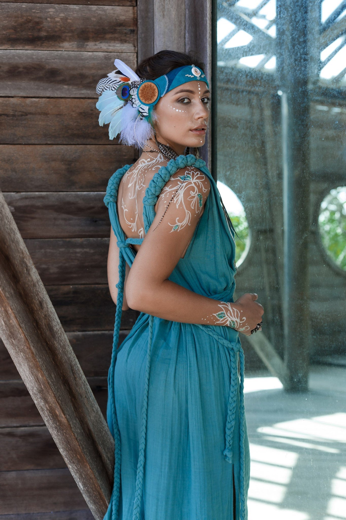 Turquoise Nomad Spirit Dress  (Adjustable size, multiway dress) - AYA Sacred Wear
