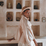 Short Linen Kimono Wrap with Belt, Linen Cardigan for Women - AYA Sacred Wear