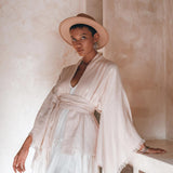 Short Linen Kimono Wrap with Belt, Linen Cardigan for Women - AYA Sacred Wear