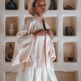 Short Linen Kimono Wrap with Belt, Linen Cardigan for Women - AYA Sacred Wear