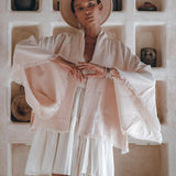 Short Linen Kimono Wrap with Belt, Linen Cardigan for Women - AYA Sacred Wear