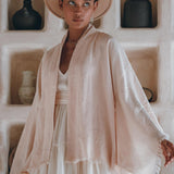 Short Linen Kimono Wrap with Belt, Linen Cardigan for Women - AYA Sacred Wear