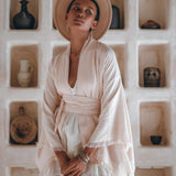 Short Linen Kimono Wrap with Belt, Linen Cardigan for Women - AYA Sacred Wear