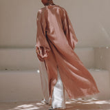 Linen Cardigan Women • Dusty Pink Overcoat • Boho Wrap Cardigan with Belt - AYA SW IDR