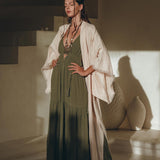 Linen Cardigan Women • Light Pink Overcoat • Linen Wrap Cardigan with Belt - AYA SW IDR