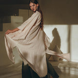 Linen Cardigan Women • Light Pink Overcoat • Linen Wrap Cardigan with Belt - AYA SW IDR