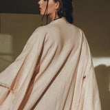 Linen Cardigan Women • Light Pink Overcoat • Linen Wrap Cardigan with Belt - AYA SW IDR