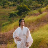 Linen Cardigan Women • Light Pink Overcoat • Linen Wrap Cardigan with Belt - AYA SW IDR