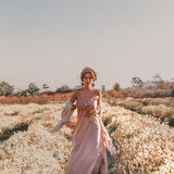 Long Maxi Boho Dress • Rose Gold Bridesmaid Bohemian Tribal Dress - AYA SW IDR