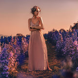 Long Maxi Boho Dress • Rose Gold Bridesmaid Bohemian Tribal Dress - AYA SW IDR