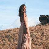 Long Maxi Boho Dress • Rose Gold Bridesmaid Bohemian Tribal Dress - AYA SW IDR
