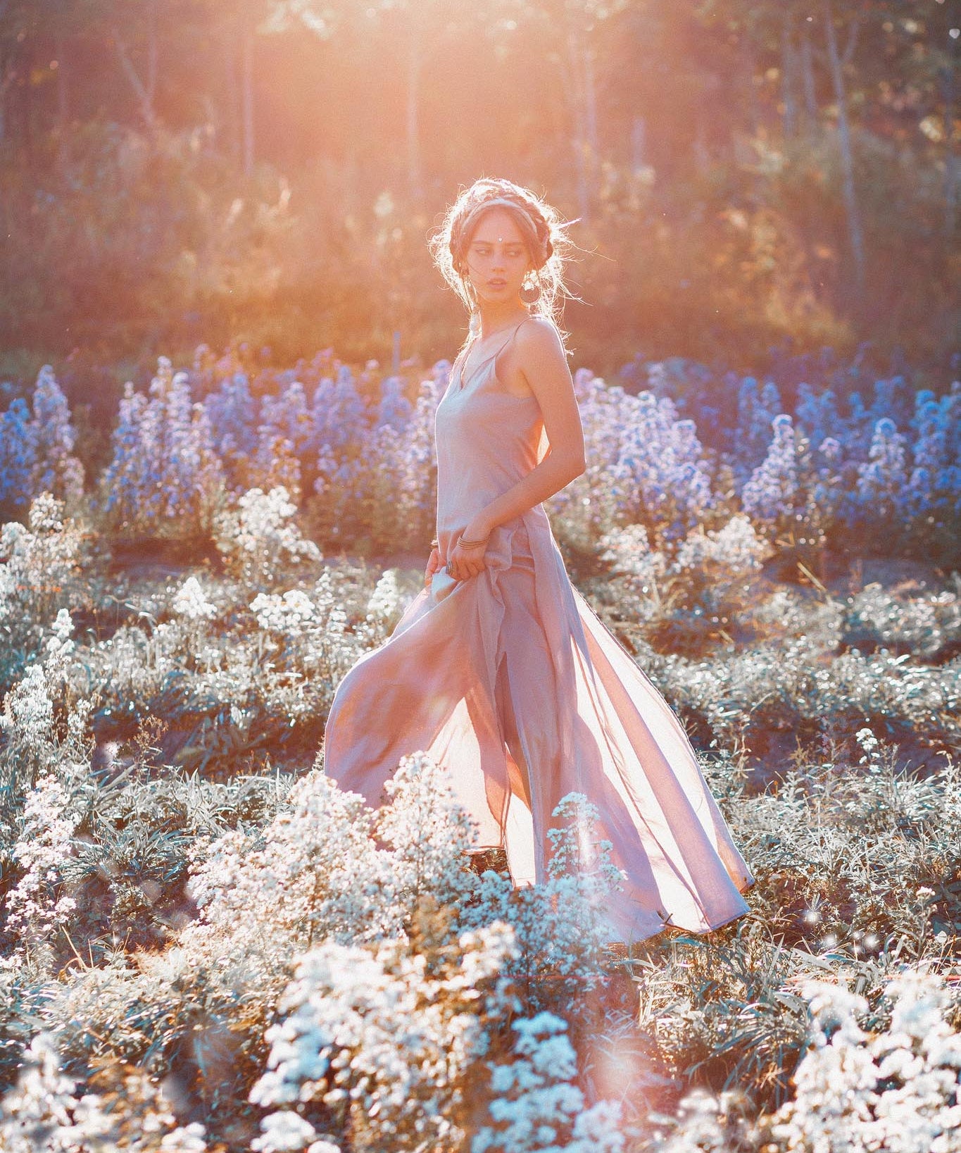 Long Maxi Boho Dress • Rose Gold Bridesmaid Bohemian Tribal Dress - AYA SW IDR