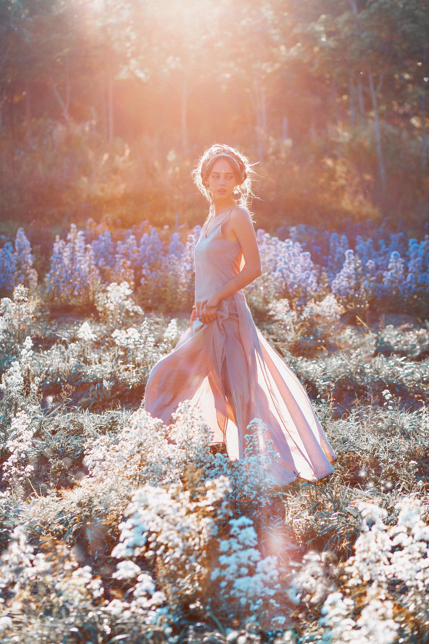 Long Maxi Boho Dress • Rose Gold Bridesmaid Bohemian Tribal Dress - AYA SW IDR