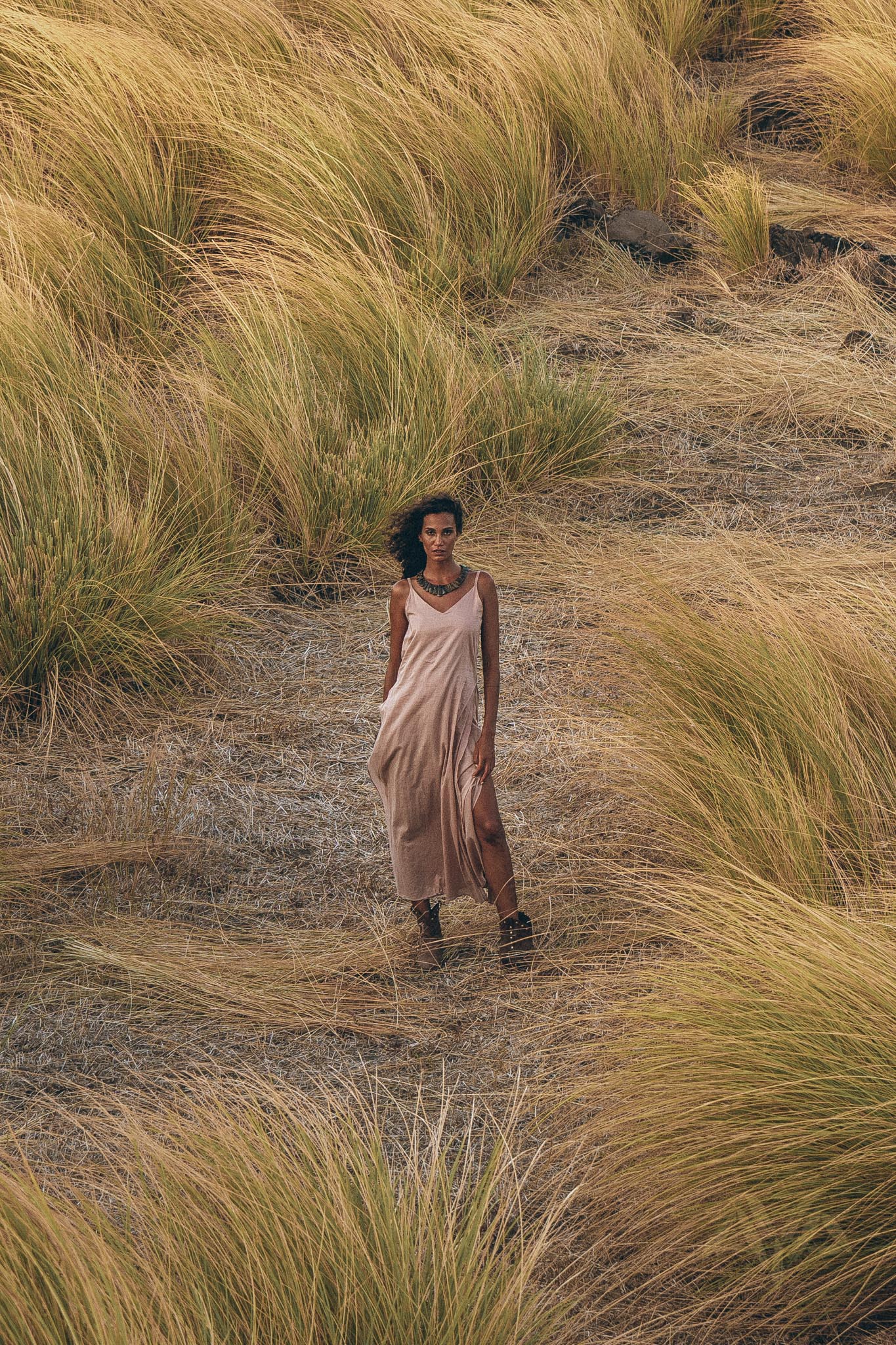 Long Maxi Boho Dress • Rose Gold Bridesmaid Bohemian Tribal Dress - AYA SW IDR