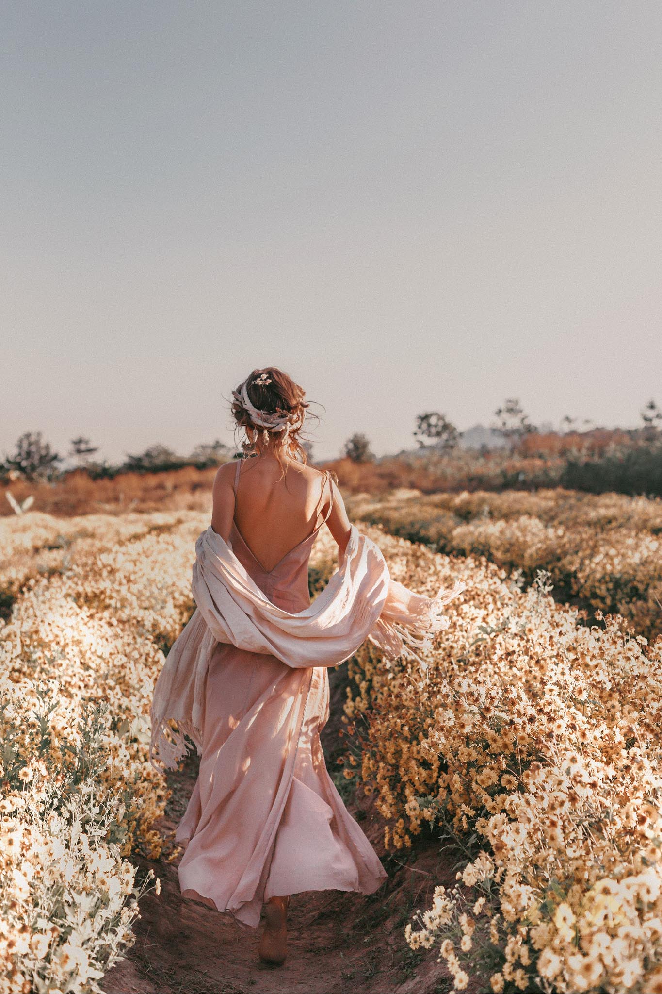 Long Maxi Boho Dress • Rose Gold Bridesmaid Bohemian Tribal Dress - AYA SW IDR
