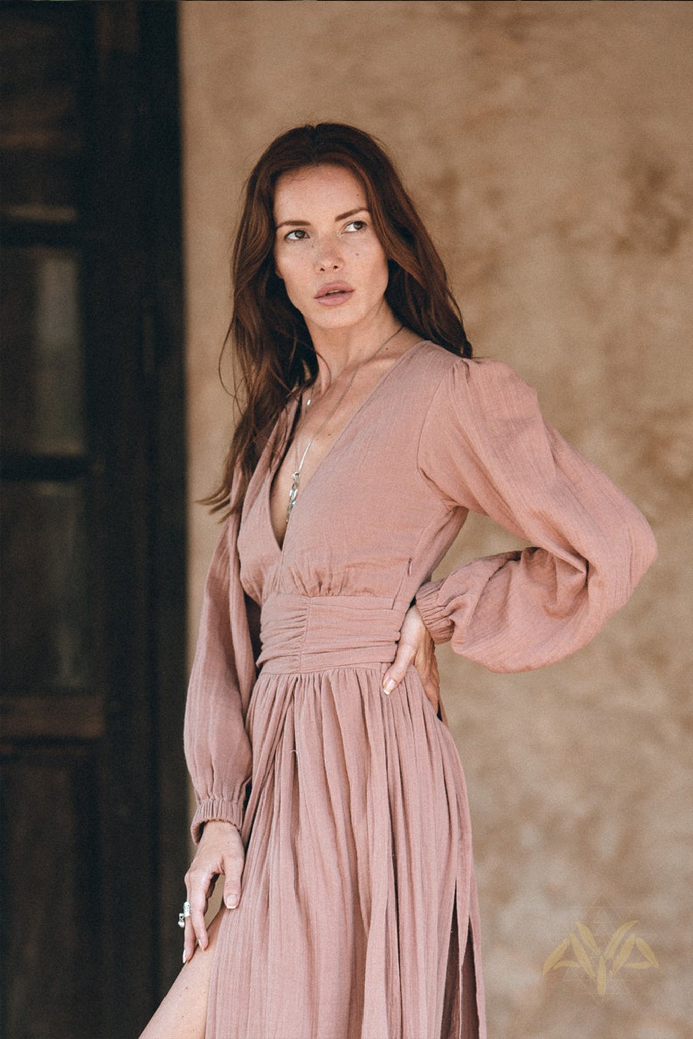 Long Sleeve Organic Boho Dress • Bridesmaid Dress • Bohemian Dress - AYA SW IDR