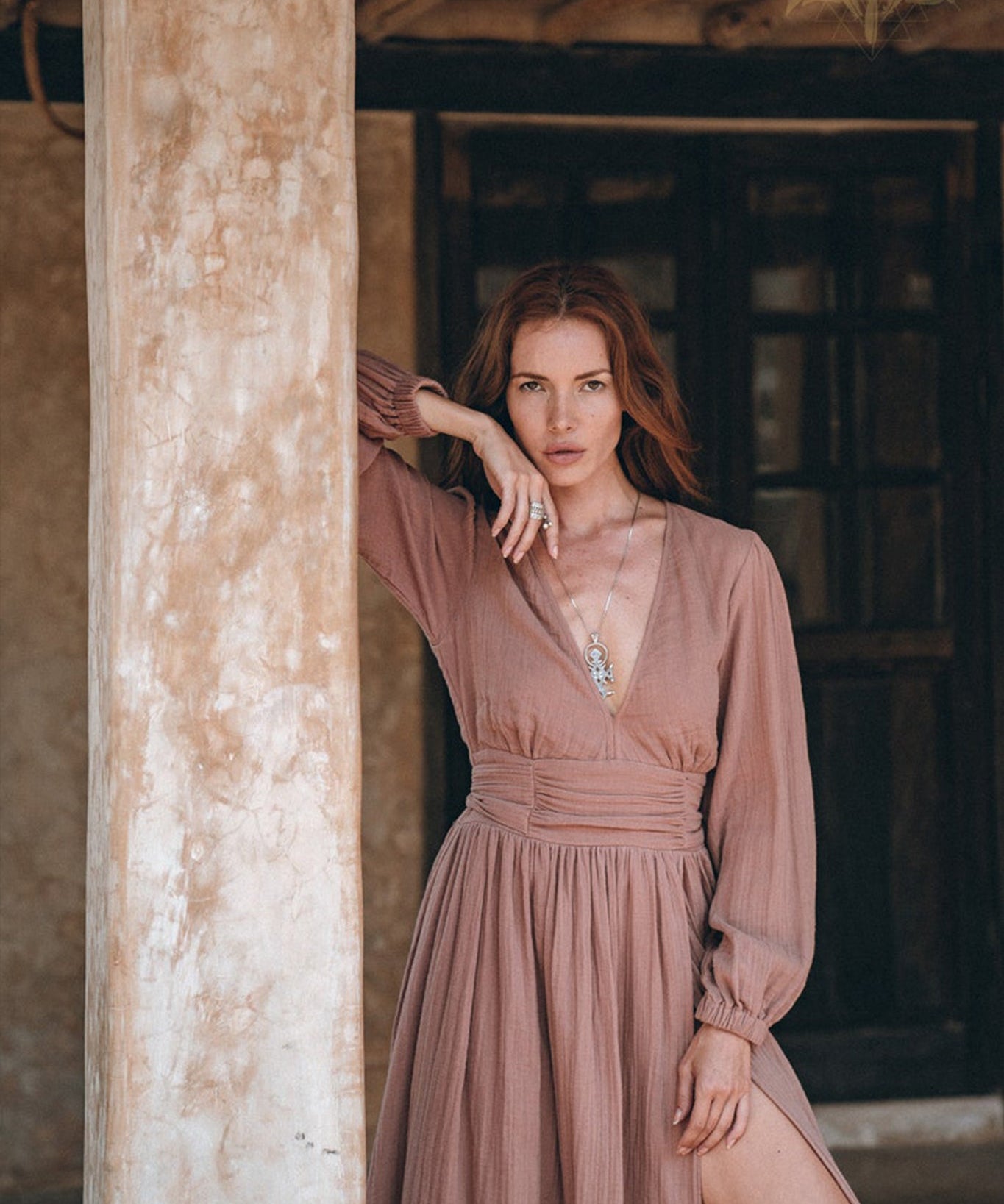 Long Sleeve Organic Boho Dress • Bridesmaid Dress • Bohemian Dress - AYA SW IDR