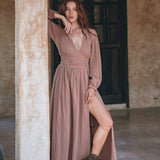 Long Sleeve Organic Boho Dress • Bridesmaid Dress • Bohemian Dress - AYA SW IDR