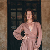 Long Sleeve Organic Boho Dress • Bridesmaid Dress • Bohemian Dress - AYA SW IDR