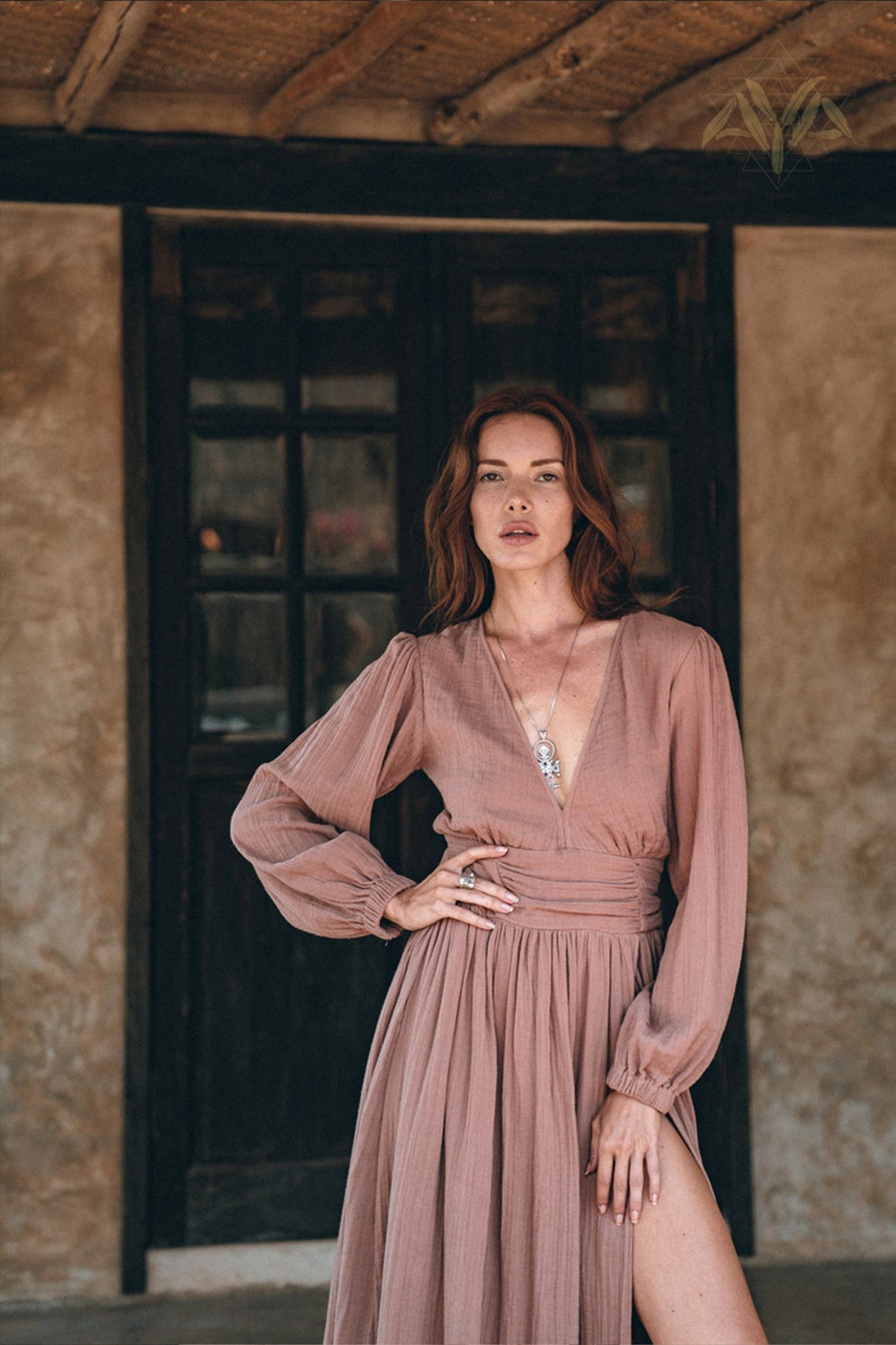 Long Sleeve Organic Boho Dress • Bridesmaid Dress • Bohemian Dress - AYA SW IDR