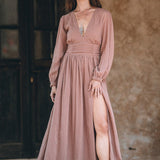 Long Sleeve Organic Boho Dress • Bridesmaid Dress • Bohemian Dress - AYA SW IDR