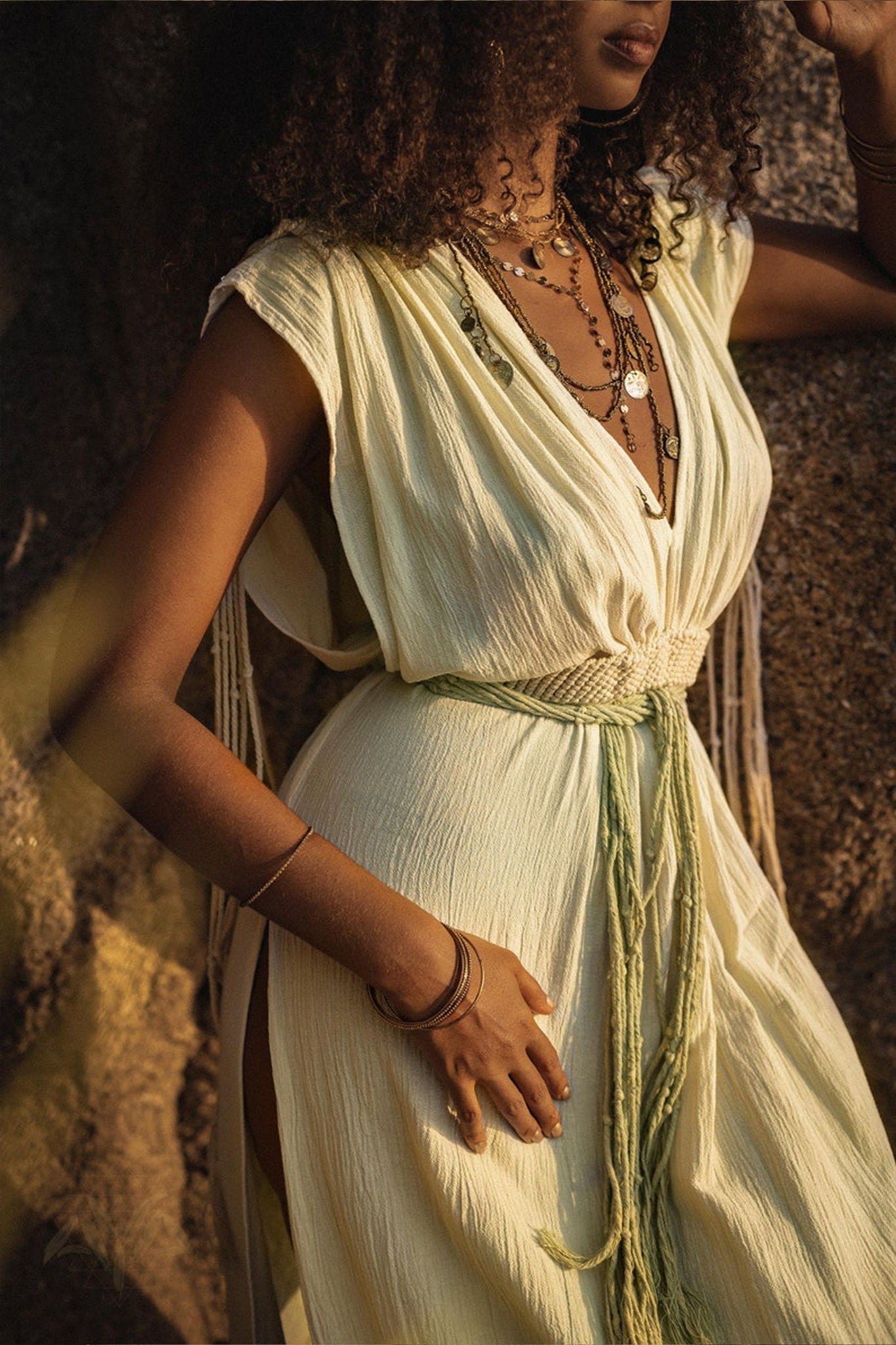 Macramé Belted Boho Dress • Handmade Ombre Organically Dyed Dress - AYA SW IDR