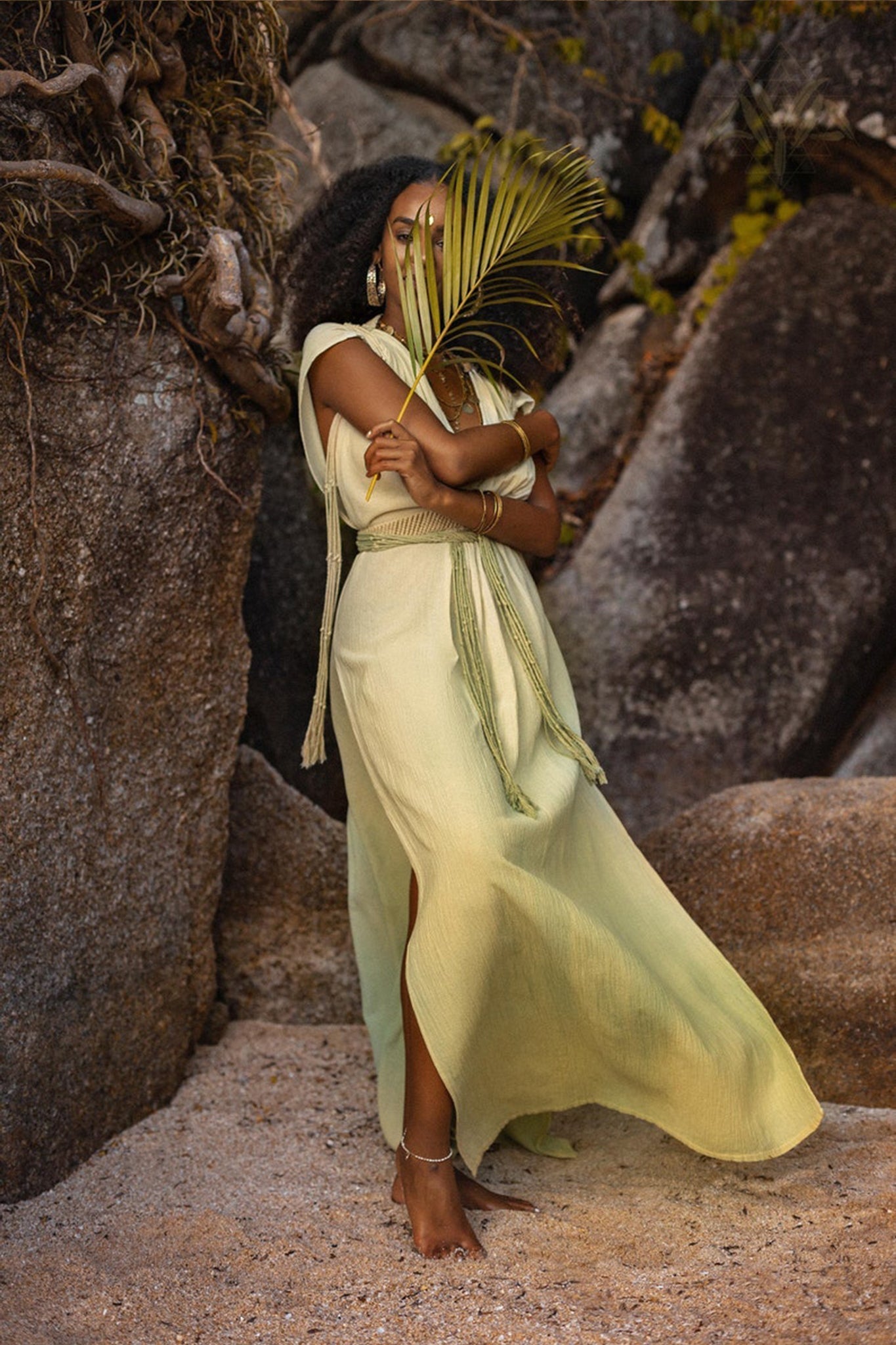 Macramé Belted Boho Dress • Handmade Ombre Organically Dyed Dress - AYA SW IDR