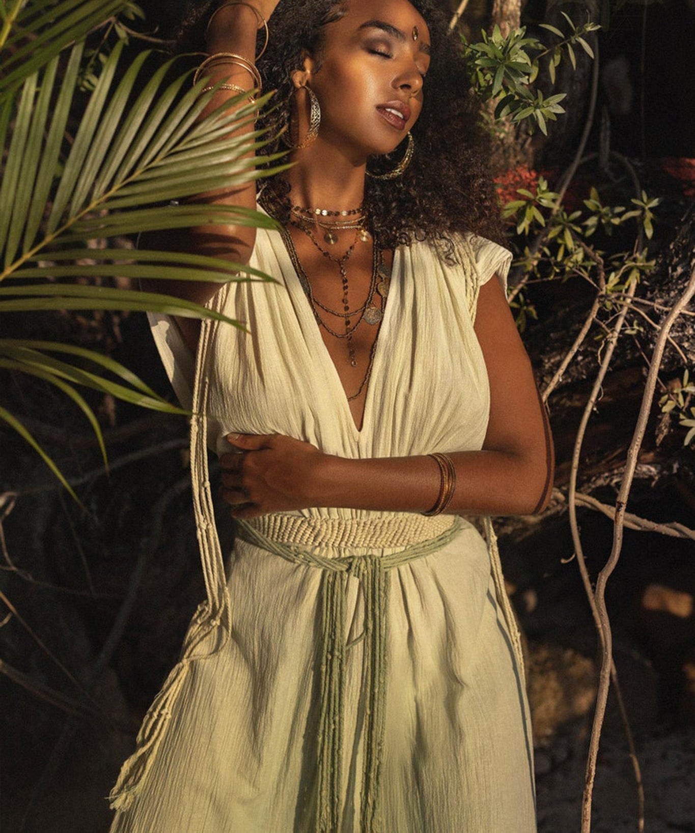 Macramé Belted Boho Dress • Handmade Ombre Organically Dyed Dress - AYA SW IDR
