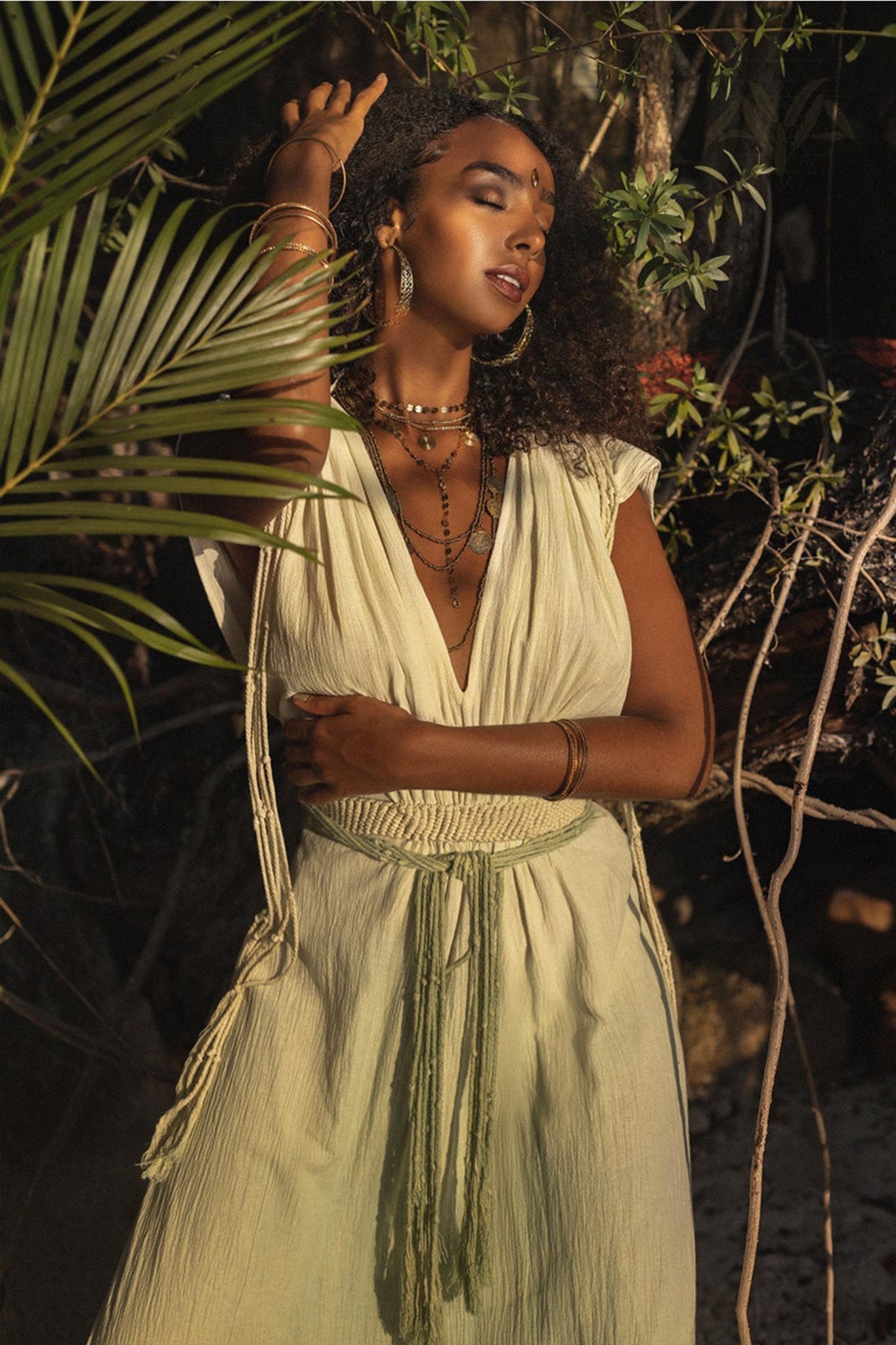 Macramé Belted Boho Dress • Handmade Ombre Organically Dyed Dress - AYA SW IDR