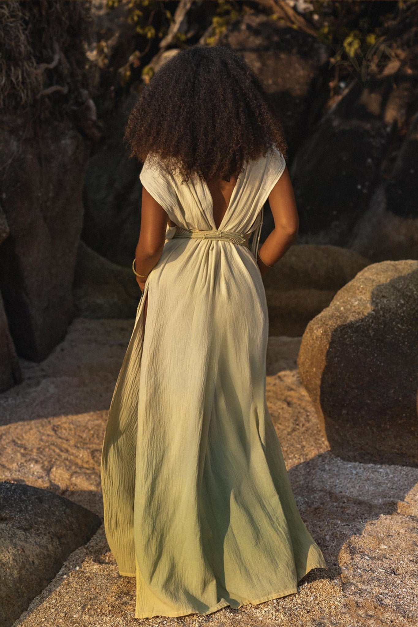 Macramé Belted Boho Dress • Handmade Ombre Organically Dyed Dress - AYA SW IDR