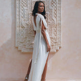 Boho Goddess Dress, Off-White Macrame Dress, Organic Wedding Dress - AYA Sacred Wear