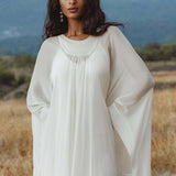 Mahadevi Dress Cream – Pure Silk Chiffon Goddess Gown - AYA SW IDR