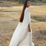 Mahadevi Dress Cream – Pure Silk Chiffon Goddess Gown - AYA SW IDR