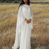 Mahadevi Dress Cream – Pure Silk Chiffon Goddess Gown - AYA SW IDR