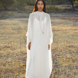 Mahadevi Dress Cream – Pure Silk Chiffon Goddess Gown - AYA SW IDR