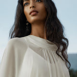 Mahadevi Dress Cream – Pure Silk Chiffon Goddess Gown - AYA SW IDR