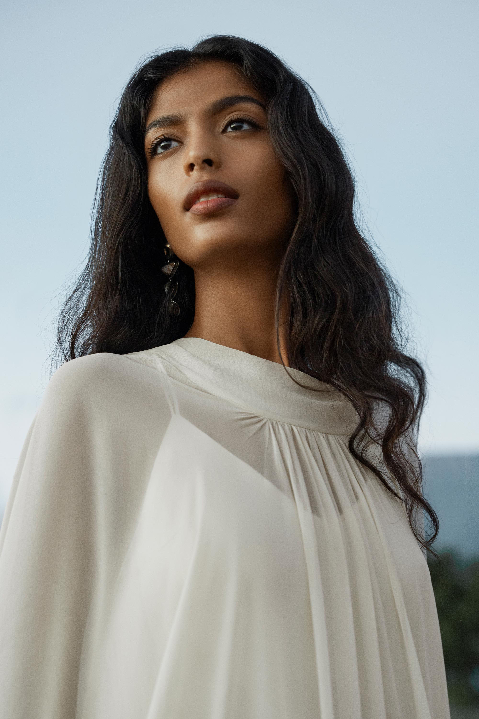 Mahadevi Dress Cream – Pure Silk Chiffon Goddess Gown - AYA SW IDR
