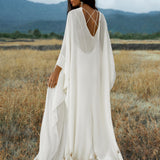 Mahadevi Dress Cream – Pure Silk Chiffon Goddess Gown - AYA SW IDR