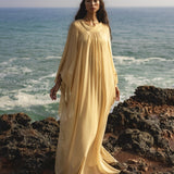 Mahadevi Dress Inka Gold – Pure Silk Chiffon Goddess Gown - AYA SW IDR