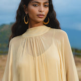 Mahadevi Dress Inka Gold – Pure Silk Chiffon Goddess Gown - AYA SW IDR